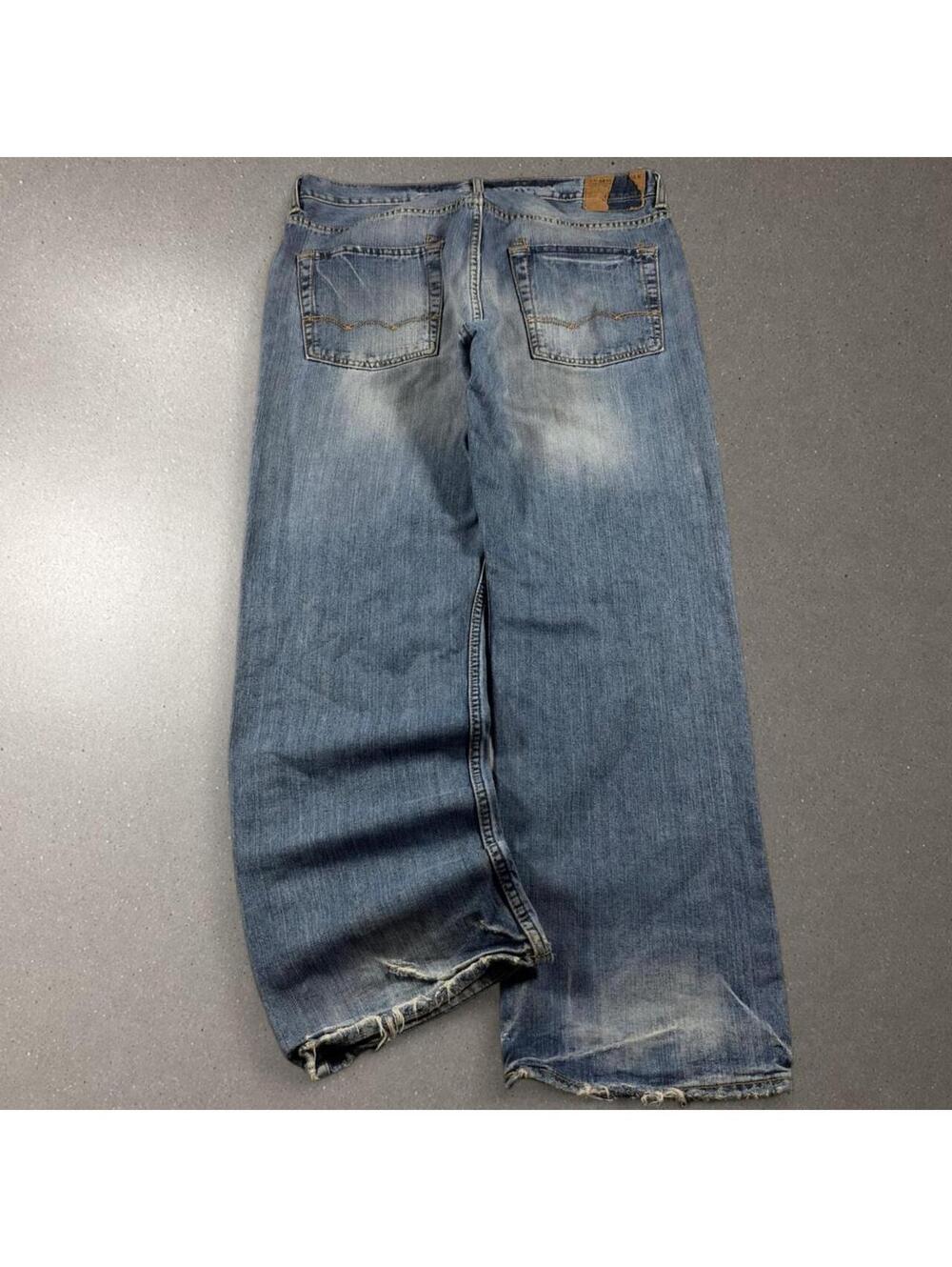 Y2K skater distressed American Eagle low loose baggy jeans - fits 35x30.5 - Picture 2 of 7